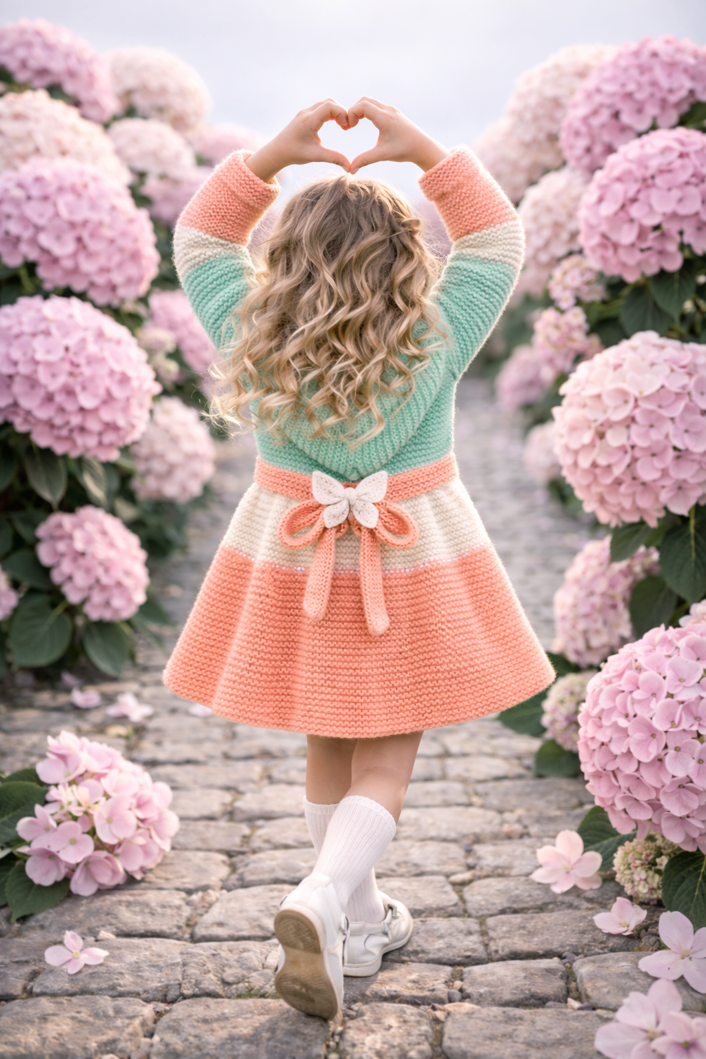 Boutique-inspired kids knit coat pattern with stunning butterfly grace details. Digital PDF download with clear step-by-step guide.