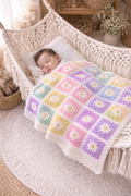 Beautiful crochet flower granny square baby blanket pattern PDF with delicate floral design. Instant download for cozy handmade blankets.