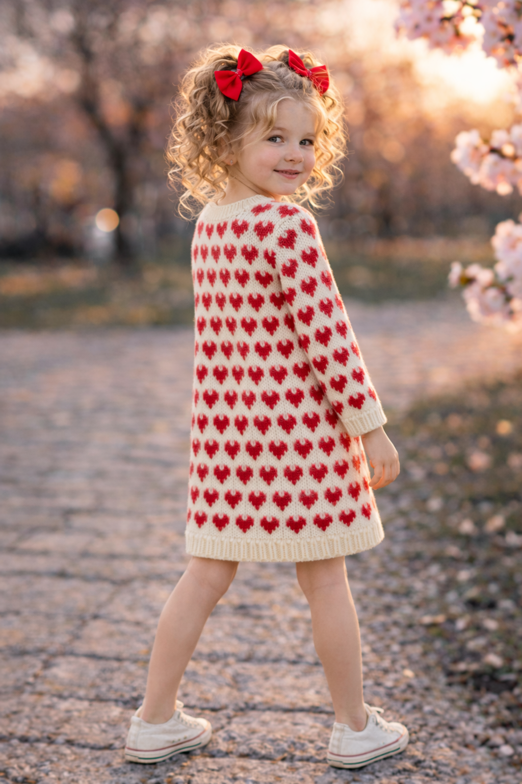 Modern girls knit heart dress pattern available as instant download PDF. Designed for comfort, softness, and a classic handmade look that stands out in every season.